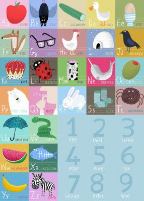 Cute Colorful Alphabet and Counting Illustration