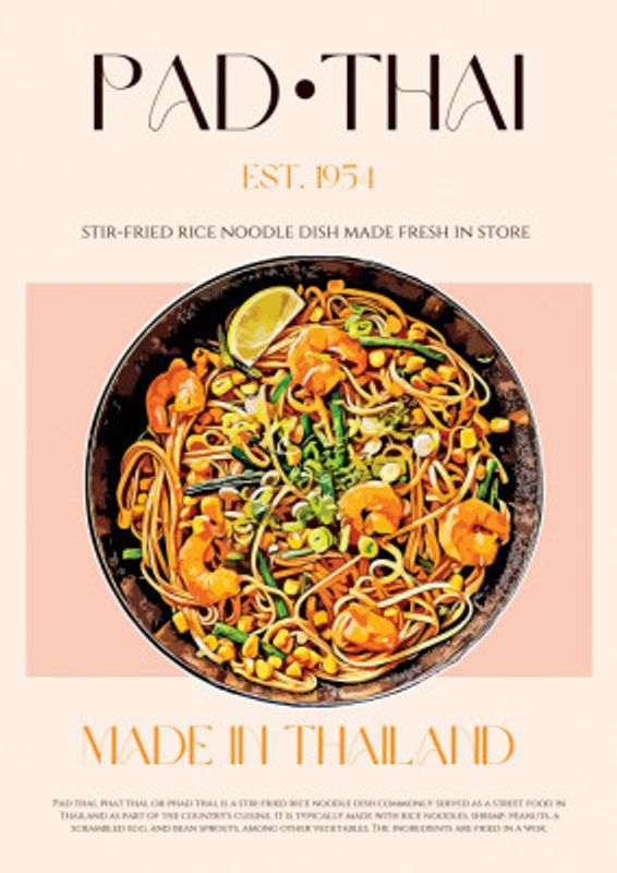 Elegant Illustration of Pad Thai