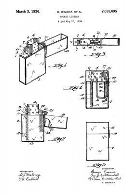 Pocket Lighter Patent 1934