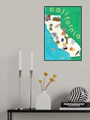 Illustrated Map of California with Ocean by Carla Daly
