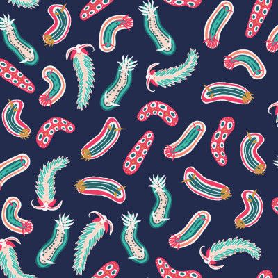 Colorful Nudibranchs Navy Blue