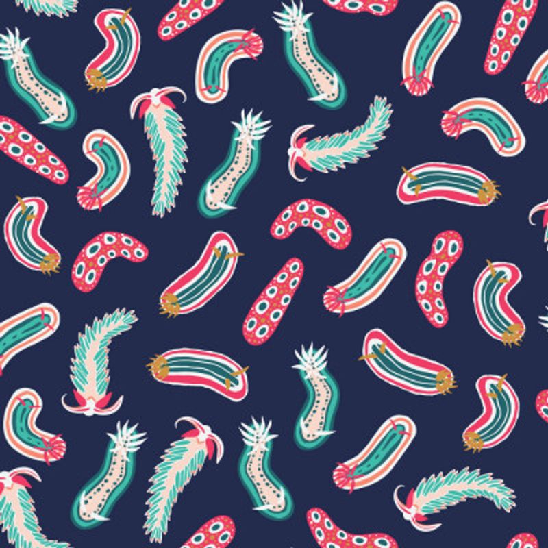 Colorful Nudibranchs Navy Blue