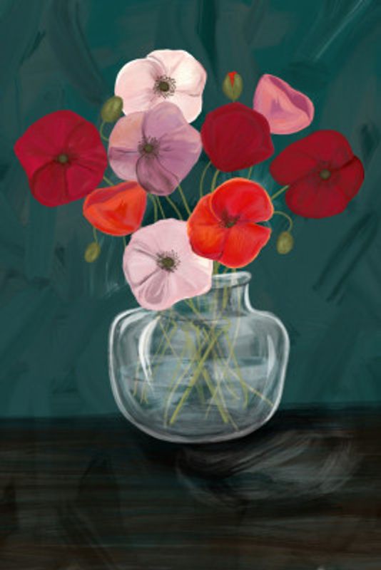 Vase with poppys
