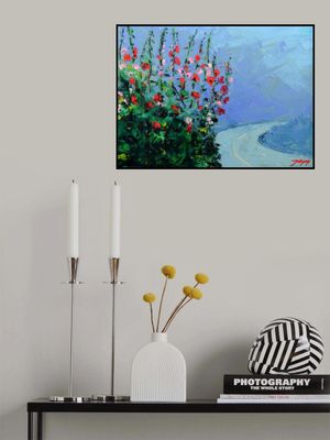 Hollyhock Oil On Canvas