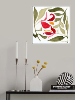 Square Flowers in Pink and Green