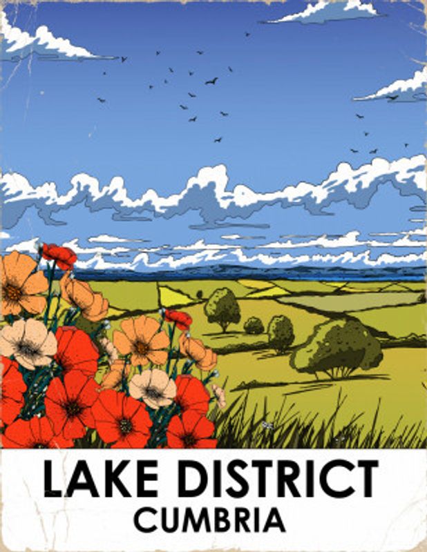 Lake District Vintage Travel Poster