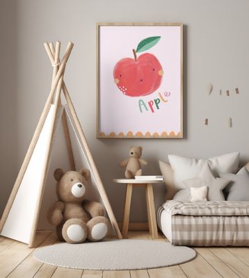 Cute Fruit - Apple lettering- Simple Boho Kids &amp; baby nursery