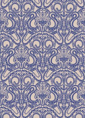 Oktopus Damast Ink Blue