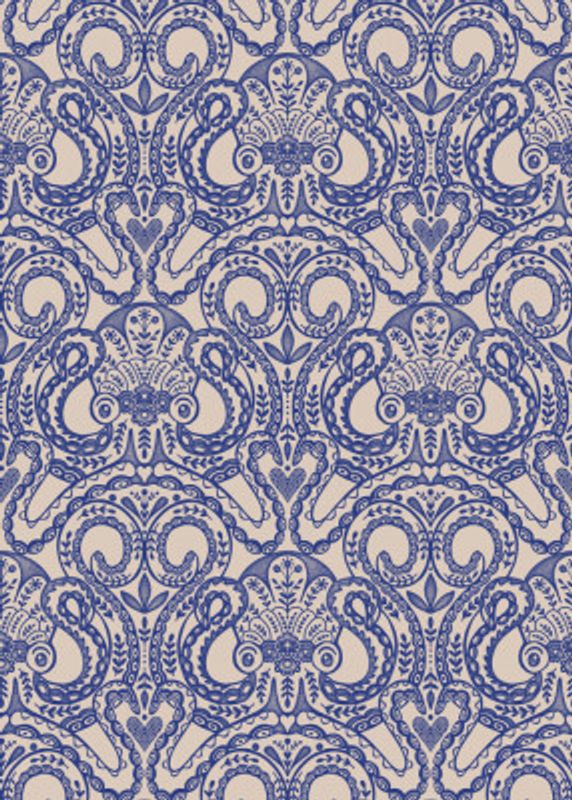 Oktopus Damast Ink Blue