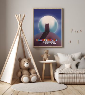 Glastonbury Tor Travel Poster