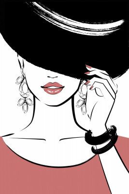 Elegant Woman with Black Hat