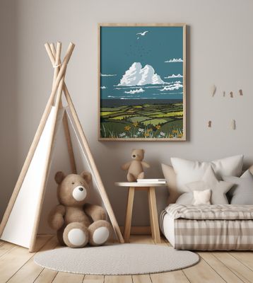 Rolling Landscape and the Sea