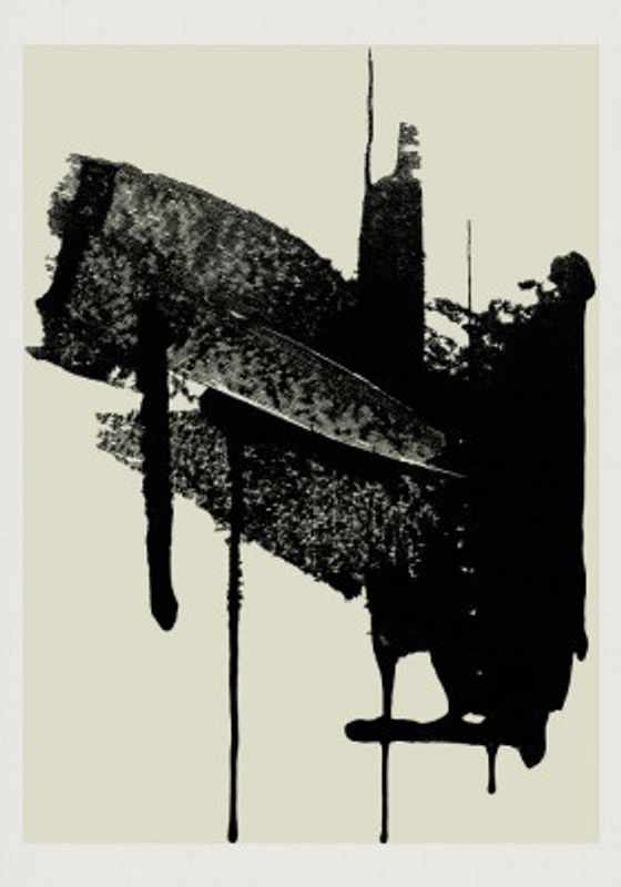 Abstract Brushstrokes in Black and Cream