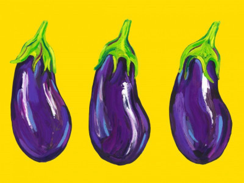 Aubergines On Yellow