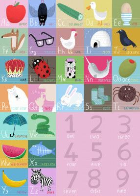 Cute Colorful Alphabet and Counting Illustration