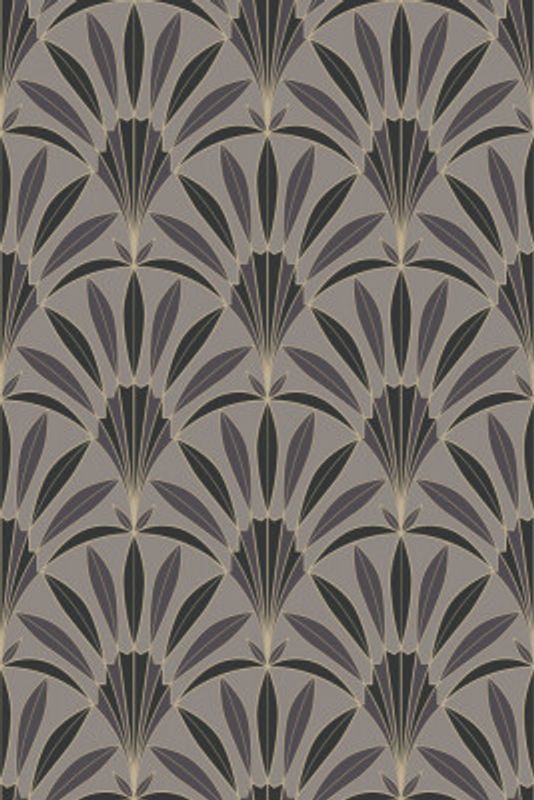 Art Deco Palm Leaves Fan Neutral