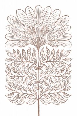 Stylized Flower with Leaves and Petals