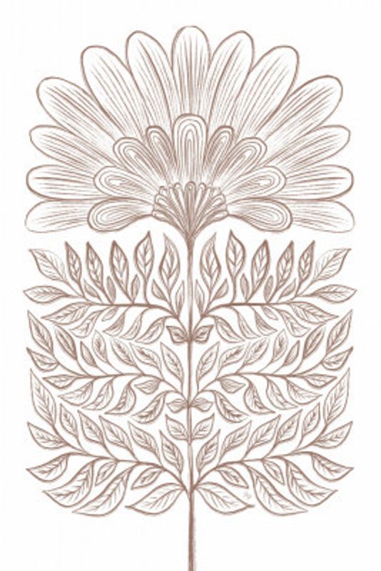 Stylized Flower with Leaves and Petals
