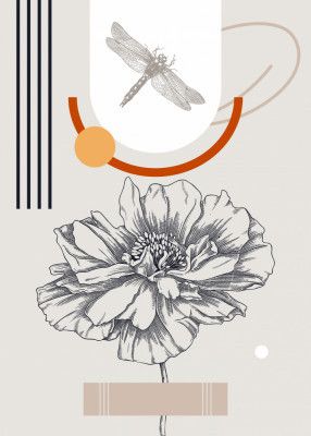 Summer Flowers Collage In Retro style