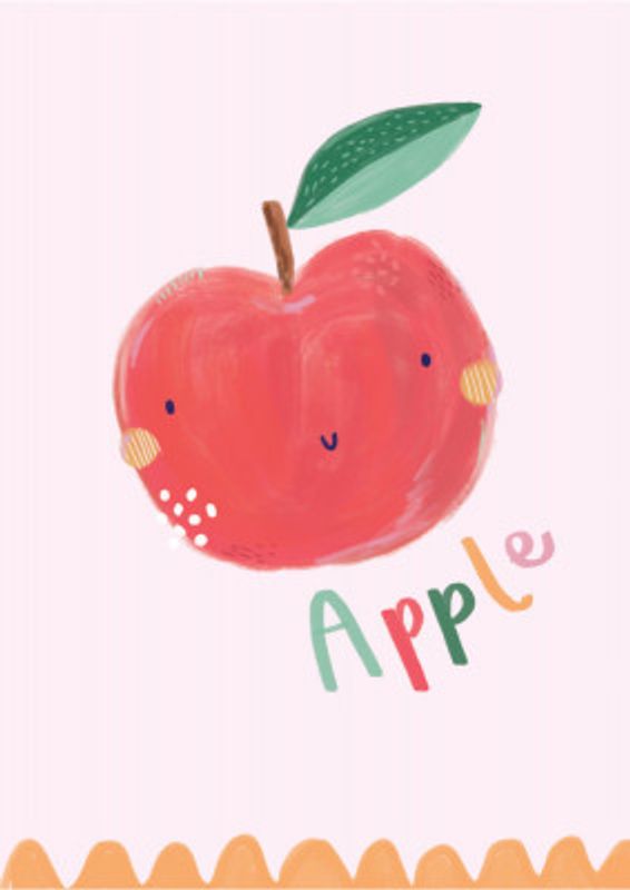 Cute Fruit - Apple lettering- Simple Boho Kids &amp; baby nursery