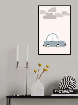 Simple Blue Car Under Gray Clouds