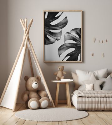 Monochrome Mostera Poster