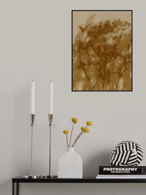 Abstract Florals. Wild flowers in ochre, brown on beige.