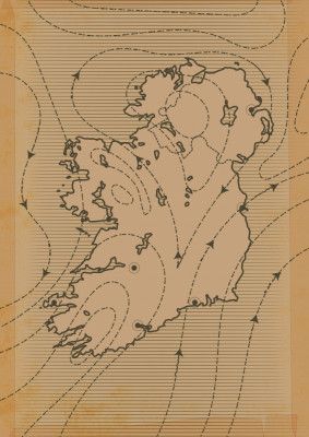 Vintage Ireland Weather Map