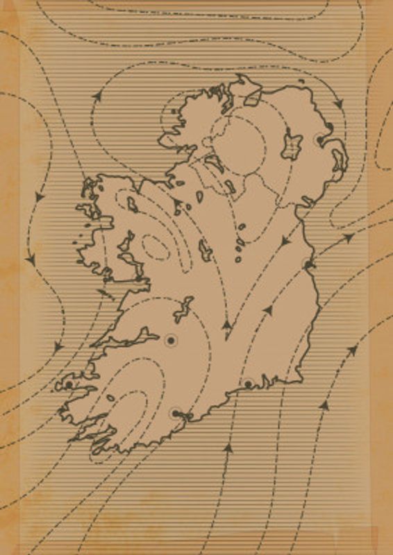 Vintage Ireland Weather Map