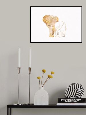 Gold Elephant Line art Silhouettes 1