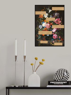 Bouquet of Vintage Oil Painting Flowers, Modern Collage