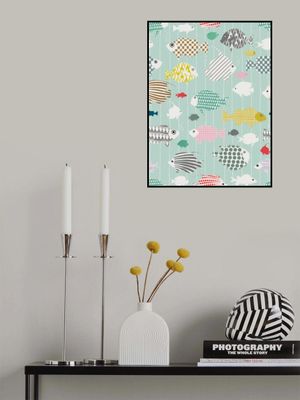 Fresh fish on mint pattern