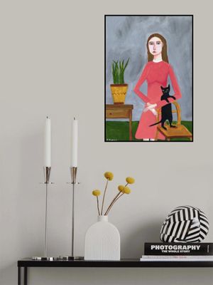 Cat Lady with Black Cat