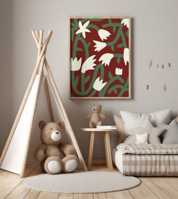 Bold Floral Pattern with Abstract Flowers