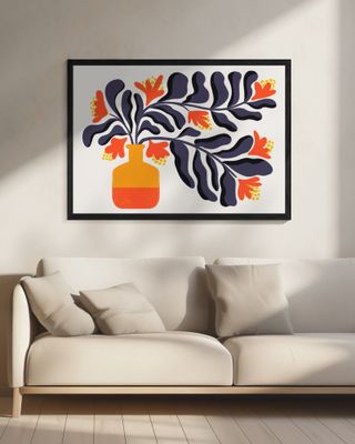 Vibrant Orange Flowers In A Stylized Vase