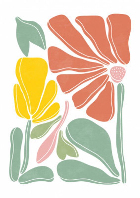 Yellow and Orange Flowers with Green Leaves