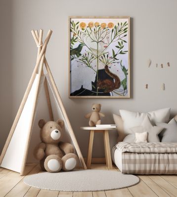 Emilia With a Yellow Blossom Tree