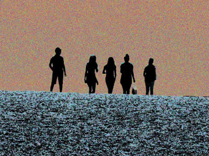 Five Silhouetted Figures