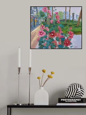 Vibrant Pink Flowers And Lush Green Leaves