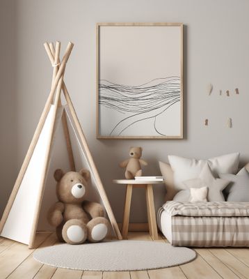 Calm serene line art nordic decor