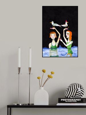 Best Friends Swimming with birds