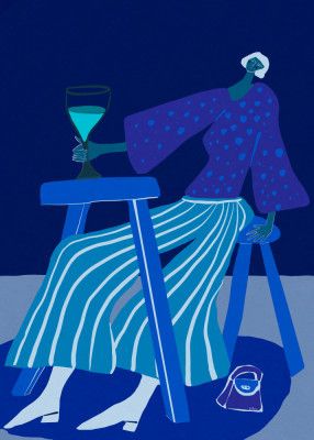 Just one glass.  Lady drinking wine