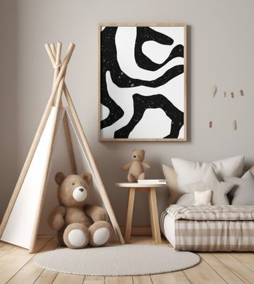 Organic Black Forms with Speckled Patterns