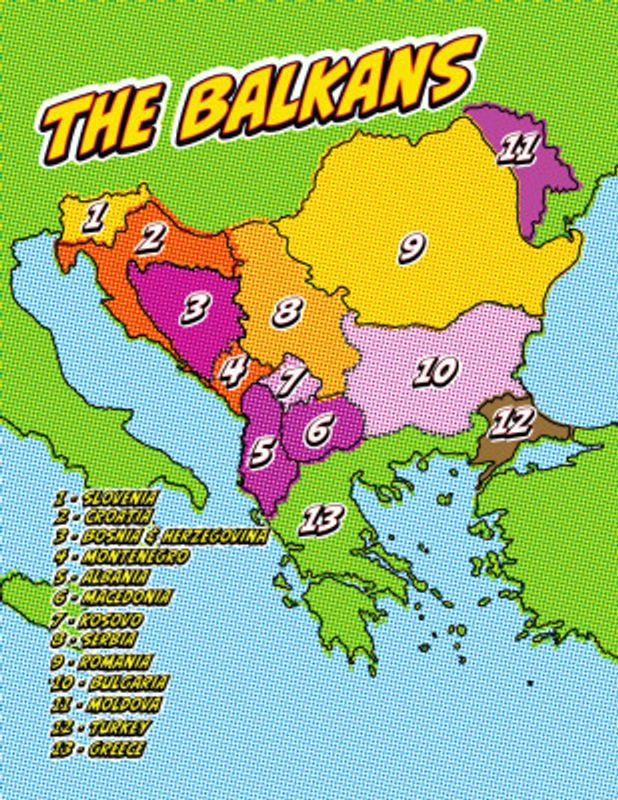 The Balkans Pop Art Travel Map