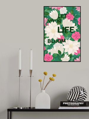 Roses and Lotuses with lush green leaves