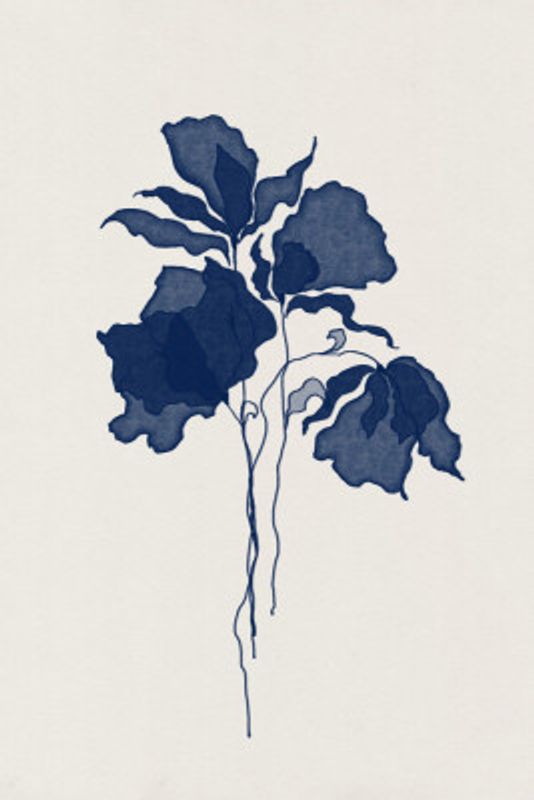 Botanical Illustration With Blue Floral