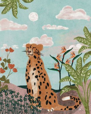 Peaceful Cheetah Under Moon