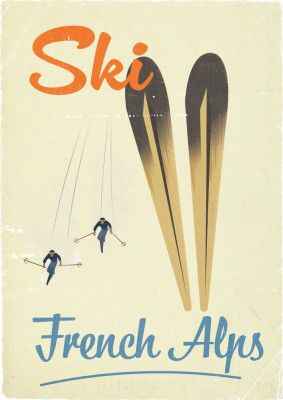 Ski French Alps Vintage Travel Poster