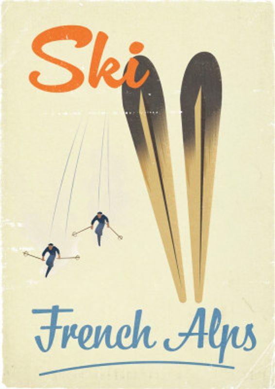 Ski French Alps Vintage Travel Poster