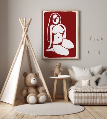 Stylized Nude Figure in a Seated Pose